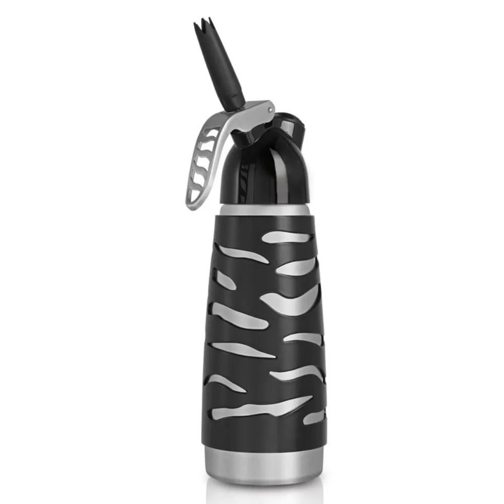 Garrafa Sifão Chantilly 500ML Inox,  Dessert Culinária Profissional iSi, 05 anos de garantia. Preparos frios de chantilly de forma fácil, rápido e economicamente. Proteção preta, cabeçote em PE.