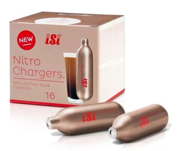 Cápsulas Gás apenas para  Sifão Nitrogênio iSi 2.4g - 1 Caixa com 16 cápsulas. Exclusivas para a garrafa iSi Nitro