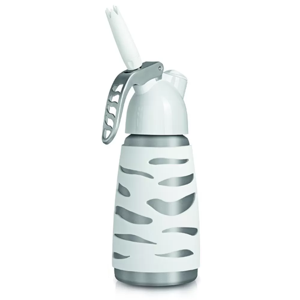 Garrafa Sifão Chantilly 250ML Inox, Dessert Culinária  Profissional iSi, 05 anos de garantia. Faça chantilly de forma fácil, rápida e economicamente. Preparos frios. Proteção branca, cabeçote PE.