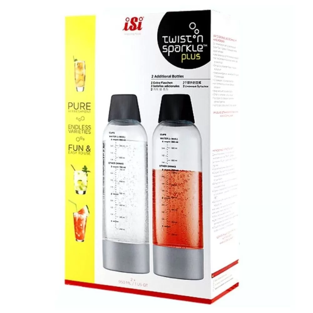 Refil com 2 Garrafas Twist’n Sparkle  para Drinks Gaseificados, Profissional iSi , 2 anos de garantia. Prepare diversas bebidas gaseificadas, sucos, coquetéis com ou sem álcool, com pedaços de frutas ou ervas no sifão.