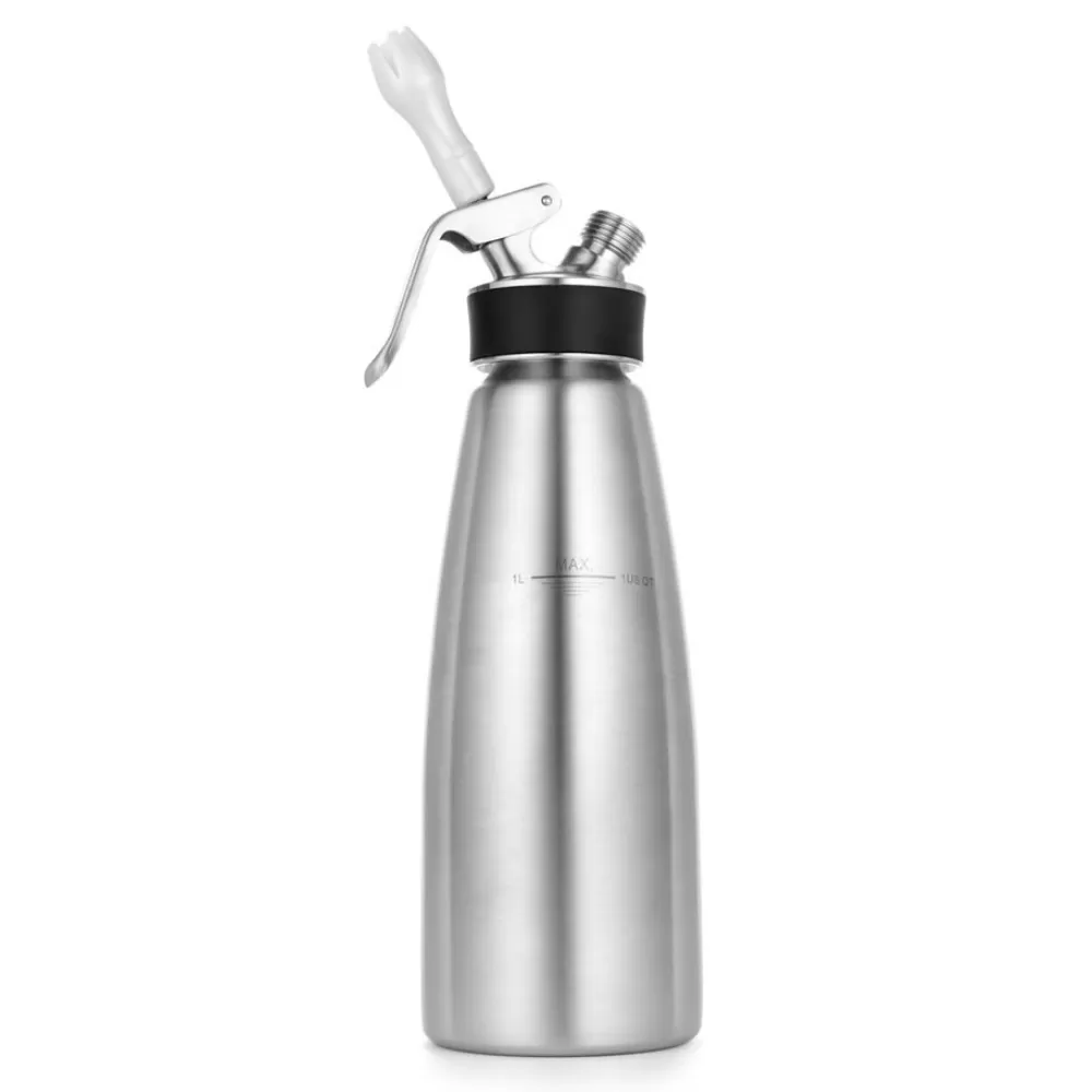 Garrafa Sifão Culinária 1L Inox, Cream Profi Profissional iSi, 10 anos de garantia. Prepare Chantilly puro, espumas, cremes aromatizados, sobremesas sofisticadas, para cafeterias, lanchonetes, sorveterias e confeitaria.
